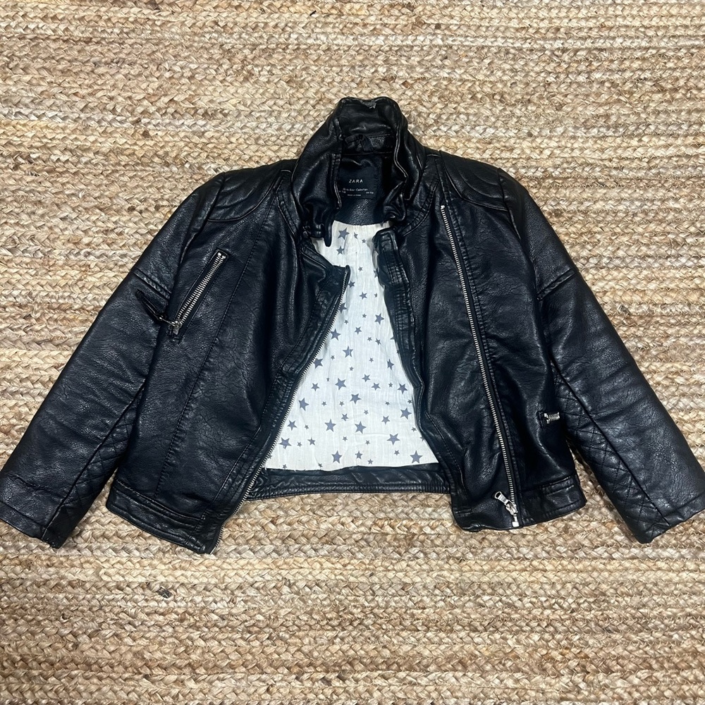 Zara Kids Faux Leather Biker Jacket Size 7/8